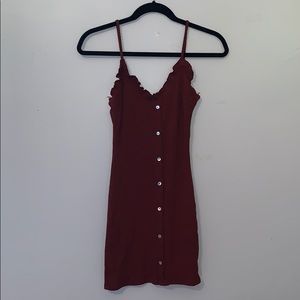 Burnt brick red bodycon dress